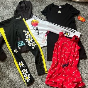 3 outfits, a jumper, dress, and hoodie with pants. Kids size M, 2 pieces NWT